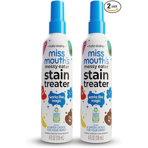 Miss Mouth's Messy Eater Stain Treater Spray - 4oz 2 Pack Stain Remover - Newborn & Baby Essentials - No Dry Cleaning Food, Grease, Coffee Off Laundry, Underwear, Fabric
