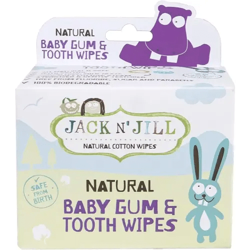 Jack N' Jill Baby Gum & Tooth Wipes - Natural & Safe, Contains only Water & Xylitol, Soft Sterilized Cotton, Free from Fluoride & Sugar, Baby Mouth Wipes - 25 Count, Individually Wrapped