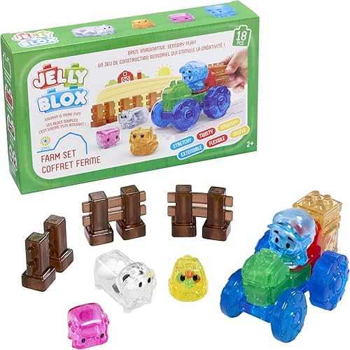Jelly Blox Farm Set | Includes 18 Pieces | Building Blocks Kids Can Squeeze, Stretch, Squish | MESH ACCREDITED | Safety Tested & Ouch-Free | Tactile, Sensory Play