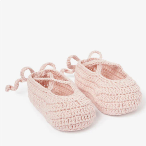 Pink Ballerina Hand Crocheted Baby Booties
