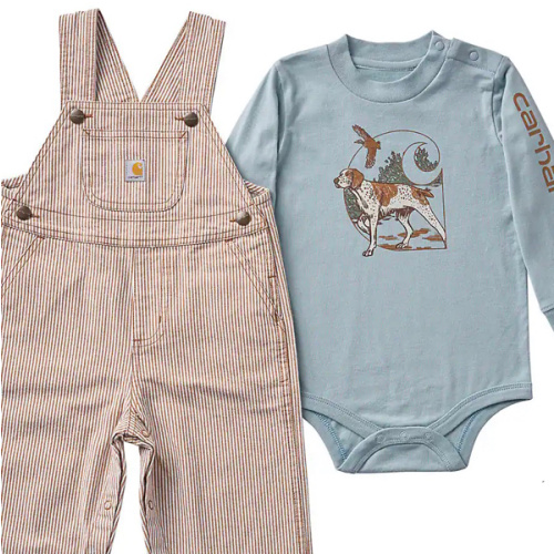 Boys' 2-Piece Long Sleeve Bodysuit & Stripe Overall Set (Baby) | Carhartt