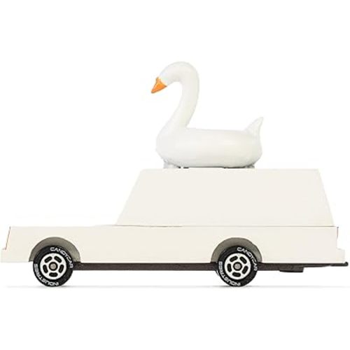 CANDYCAR® Wooden Diecast Collection - White Swan Wagon, Premium Handcrafted Beech Wood Toy Car