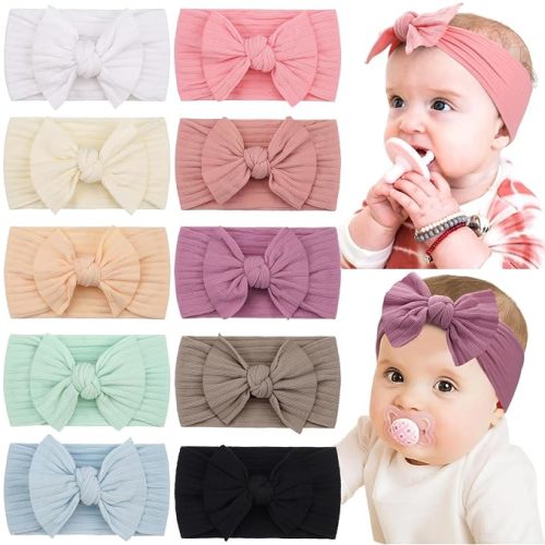 10 Colors Super Stretchy Soft Knot Hair Bows Baby Girl Headbands