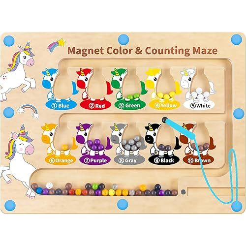 HONGID Magnetic Color and Number Maze,Uniorn Gifts for Girls,Montessori Toys for 2 3 4 5 Year Old,Learning Educational Sensory Toys for Toddlers and Kids Boys Girls,Christmas Birthday Gift for Kids