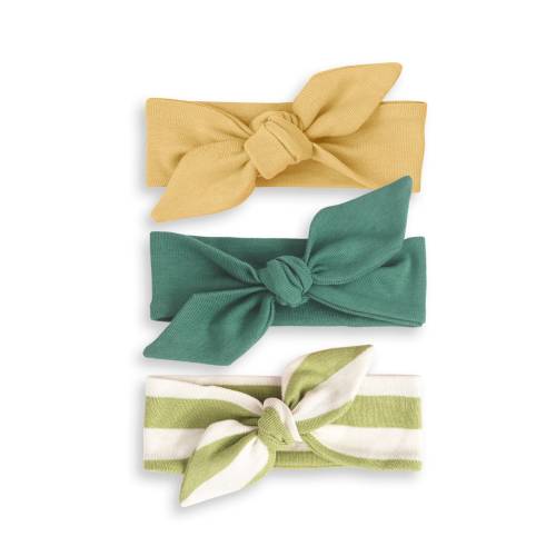 Baby Girl Headband: Green & Gold Stripe Cotton Bow - St. Patrick's Day