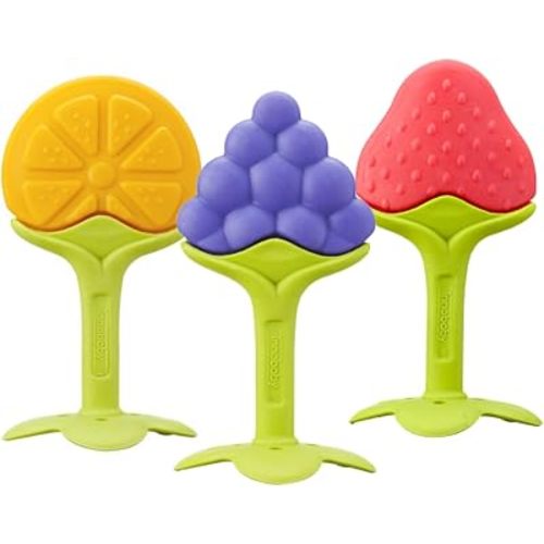 Award Winning Original Teethin’ Smart EZ Grip Fruit Teether by Innobaby - Sore Gum Relief for Front Teeth & Molars with BPA Free Teether Sensory Toy for Babies & Toddlers - Grape/Citrus/Berry