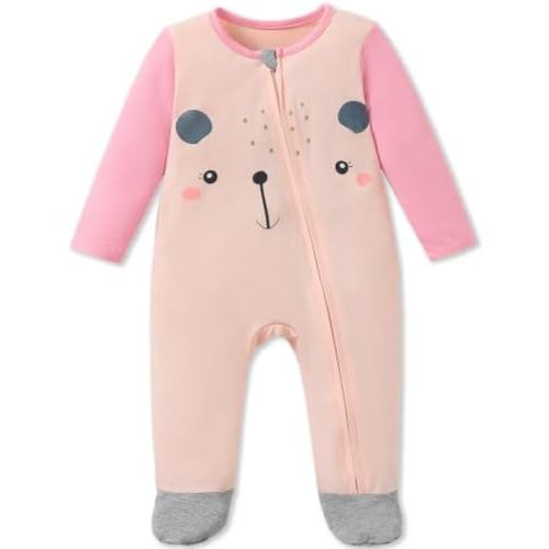 Mikrdoo Baby Girls Zipper Footie Pajamas Bamboo Viscose Sleeper Preemie-9M