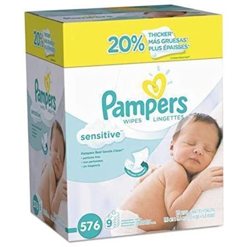 Baby Wipes, Pampers Sensitive Water Based Baby Diaper Wipes, Hypoallergenic and Unscented, 8 Refill Packs (Tub Not Included), 72 each, Pack of 8 (Packaging May Vary)