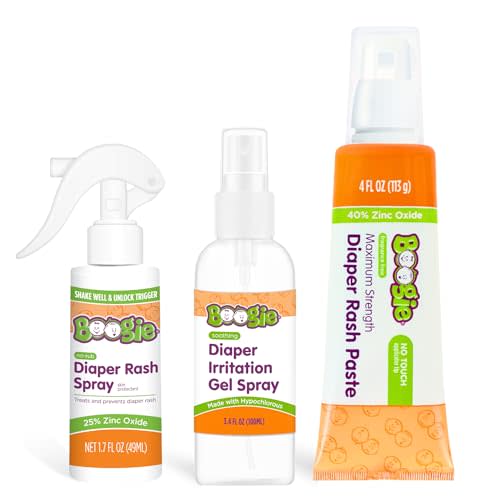 Boogie Diaper Rash Baby Bundle – Rash Spray, Extra Strength Paste, and Irritation Gel Spray – Diaper Bag Essentials for Newborns, Infants, & Toddlers, Set of 3 Baby Must Haves