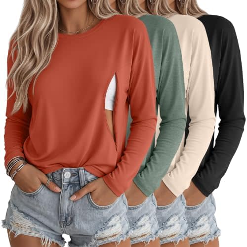Ficerd 4 Pack Womens Nursing Maternity Tops