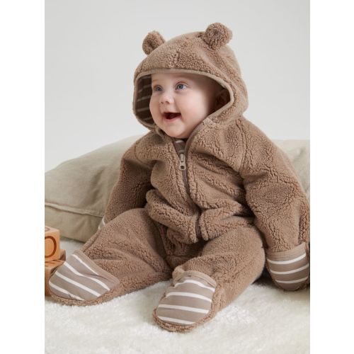 PILE FLEECE ECO TEDDY BEAR SUIT (1-9MOS)-29622