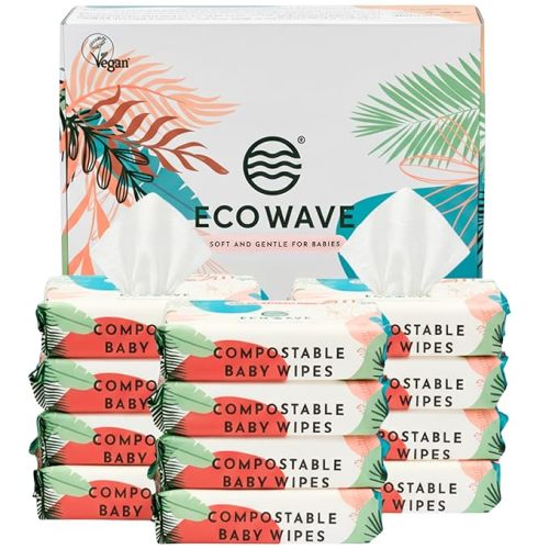 Eco Wave Bamboo Baby Wipes, Unscented, Sensitive Skin, Compostable