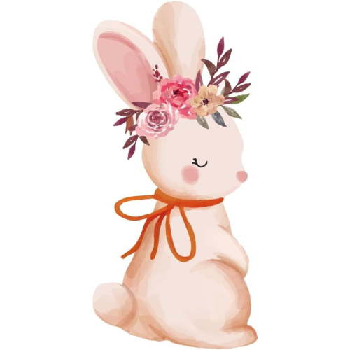 Cute Cartoon Bunny Pink Rabbit Animals Wall Stickers Removable Vinyl Peel and Stick Wall Decals for Nursery Playroom Living Room Bedroom Wall Decoration Home Indoor Wall Art Decor