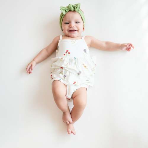 Spaghetti Strap Ruffle Romper in Wildflower