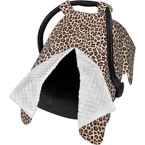 Leopard Print-2 Car Seat Cover Baby Breastfeeding Cover Breathable Peekaboo Opening Car Seat Canopy Baby Carrier Covers, Newborn Boy Girl Shower Gift