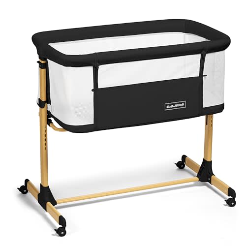 3 in 1 Baby Bassinet with Wheels, Portable Bedside Sleeper for Baby with 6 Adjustable Heights and Foam Mattress, Baby Bedside Crib for Newborns and Infants