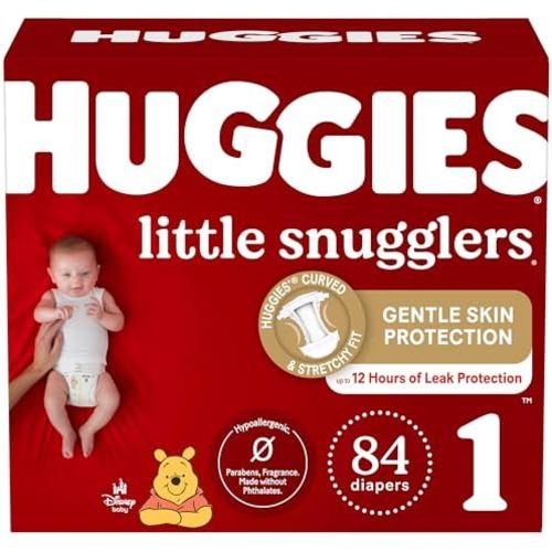 Huggies Little Snugglers Baby Diapers, Size 1 (8-14 lbs), 84 Ct, Newborn Diapers