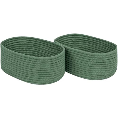 CubesLand Cube Shelf Closet Storage Baskets Bins Set 2,Woven Basket for Organizing/Storage,Long-lasting &Skin-friendly Toy Storage Basket Bin,Stylish Room Decor Basket,Cotton Rope Basket Green