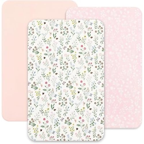 david's kids 3 Pack Mini Crib Sheets, Soft Breathable Premium Pack N Play Sheets for Baby Boys Girls Neutral, Playard and Mini Crib Mattresses, Garden