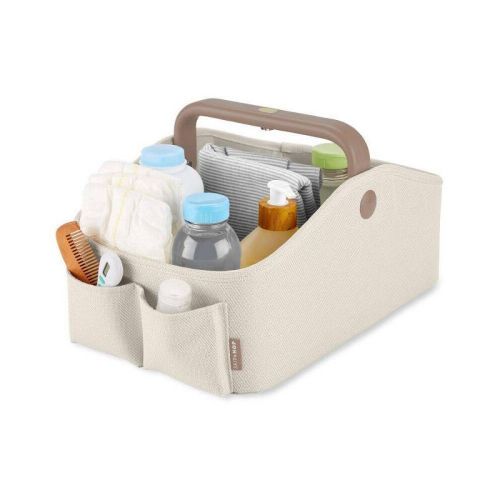 Skip Hop Light-Up Diaper Caddy - Oat: Beige Polyester Organizer, Solid Pattern, Diaper Storage for Nursery
