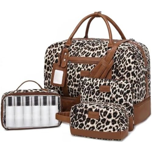 Wogarl Weekender Bags for Women Large Overnight Bag Weekend Travel Duffel Bag Carry on Shoulder with Shoe Compartment Toiletry Bag for Travel Business Gym