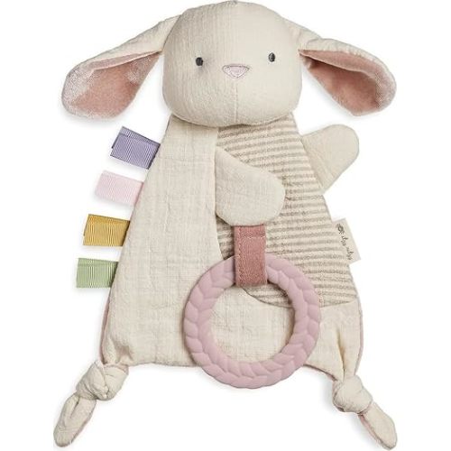 Itzy Ritzy Bitzy Crinkle Sensory Toy with Teething Toy, 0+ Months, Bunny
