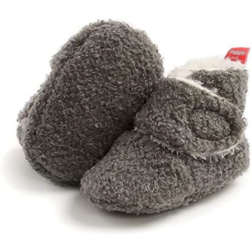 COSANKIM Baby Booties Newborn Boys Girls Fleece Boots Non Slip Grippers Stay On Slipper Socks Infant First Walker Winter Warm Crib Shoes