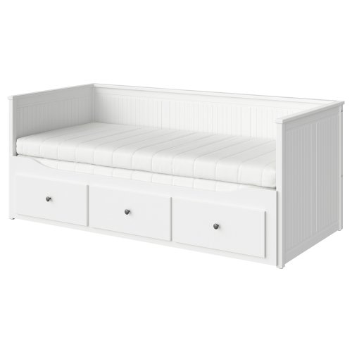 HEMNES Daybed with 3 drawers/2 mattresses - white/Åsvang medium firm Twin