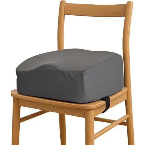 Babelio Ergo-Designed Booster Seat for Kitchen Chair, Promote Proper Upright Posture, Toddler Booster Seat for Dining Table, Suitable for 18 Months to 5 Years, Faux PU Leather Cover, Dark Grey