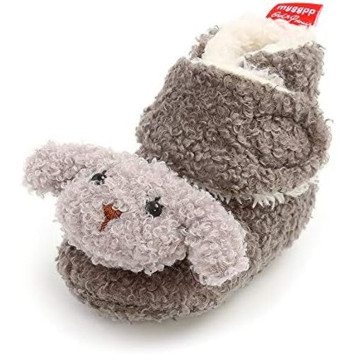 Timatego Newborn Baby Boys Girls Booties Stay On Socks Non Skid Soft Sole Infant Toddler Warm Winter House Slipper Crib Shoes 0-18 Months