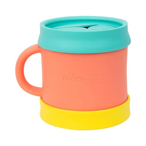 morepeas The Everything Snack Cup | Steam Veggies & More | Reversible Lid & Suction Base, Snack Catcher, Dishwasher, Microwave, Freezer Safe, BPA Free