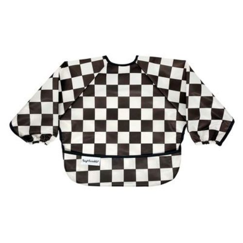 Tiny Twinkle Mess-proof/waterproof Long-sleeve Baby Bib, Machine Washable Smock For Eating (checkers Black, Small 6-24 Months)