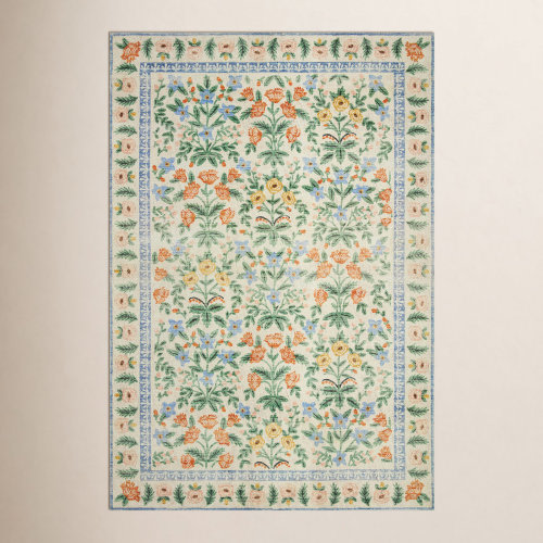 Rifle Paper Co. x Loloi Eden Mughal Garden Cream Rug feat CloudPile