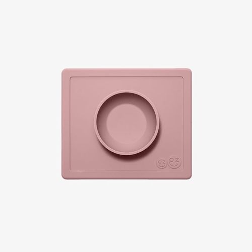 ezpz Happy Bowl - 24 Months + (Blush) - 100% Silicone Suction Bowl with Built-in Placemat – Dishwasher Safe