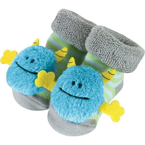 Stephan Baby Rattle Socks, Blue Monsters, Fits 3-12 Months
