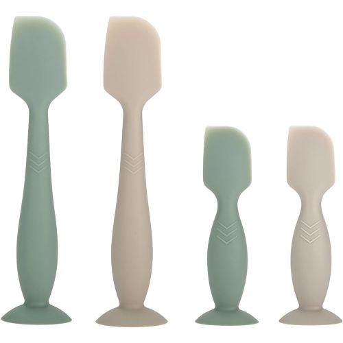 Baby Diaper Cream Spatula Applicator, 4 Pack Butt Paste Spatula Diaper Cream Brush for Newborn Baby, 2 Large and 2 Mini Sizes (Green, gray)