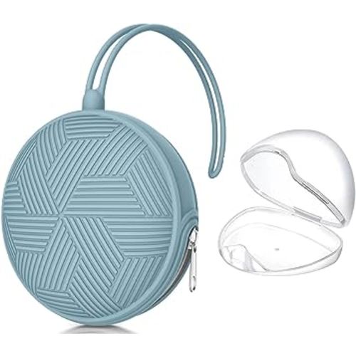 Smlpuame Pacifier Holder Case,BPA Free Portable Pacifier Storage Container,Silicone Baby Pacifier Cover Pouch for Diaper Bag Stroller,Travel Outdoor Activities,Easy to Clean(Blue)