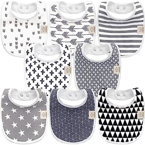 8-Pack Organic Baby Bibs for Girls & Boys - Teething Baby Bibs for Boy, Girl - Newborn Bibs for Baby Girl, Boy