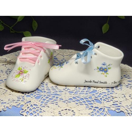 Personalized Porcelain Baby Shoe: Birth Stats Keepsake