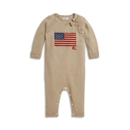 Boys' Contrast Trim Flag Cotton Coverall - Baby
