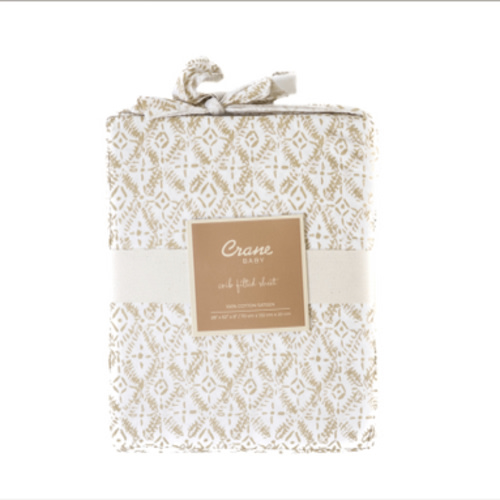 Crane Baby Soft Cotton Crib Mattress Sheet, Fitted Sheet for Cribs and Toddler Beds, Diamond, 28”w x 52”h x 9”d