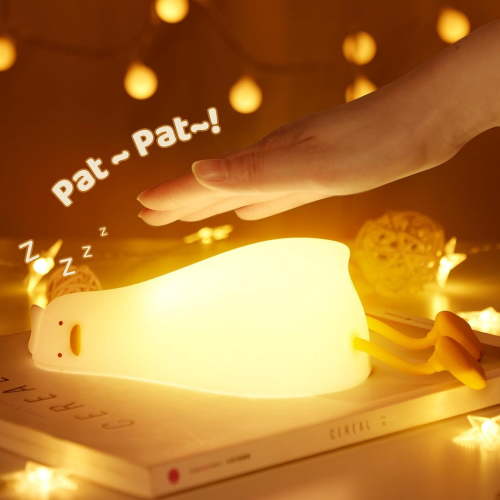 MYKOMI Existential Crisis Duck Lamp, Duck Night Light with Charging Port, 3 Level Dimmable Silicone LED Lying Flat Duck Light, Baby Night Lights for Nursery Bedroom and Office