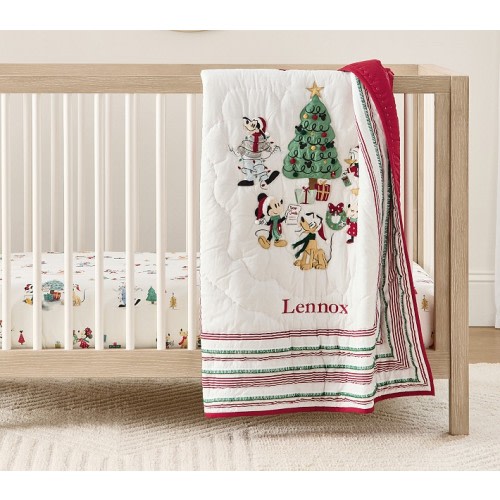 Disney Mickey Mouse Christmas Baby Quilt | Pottery Barn Kids