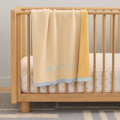 Contrast Ribbed Knit Baby Blanket