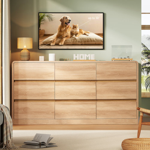 Ebern Designs Wide Dressers & Chest Of Drawers With Curved Profile Design, Drawer Dresser For Bedroom | Wayfair