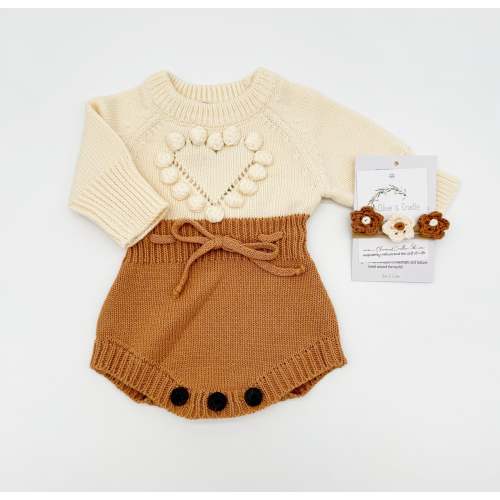 Copper Heart Romper Set – Olive and Cradle