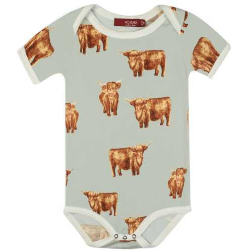 Highland Cow Bamboo Short Sleeve One Piece