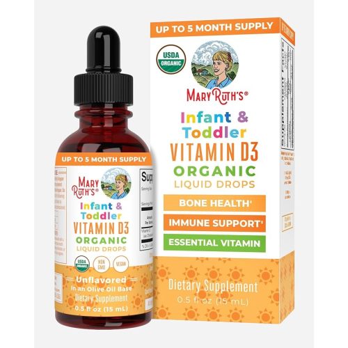 MARYRUTH'S USDA Organic Infant & Toddler VitaminD3 Liquid Drops, 0.5 oz