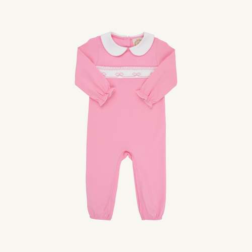 Rigsby Romper - Hamptons Hot Pink & White and Bow Smocking