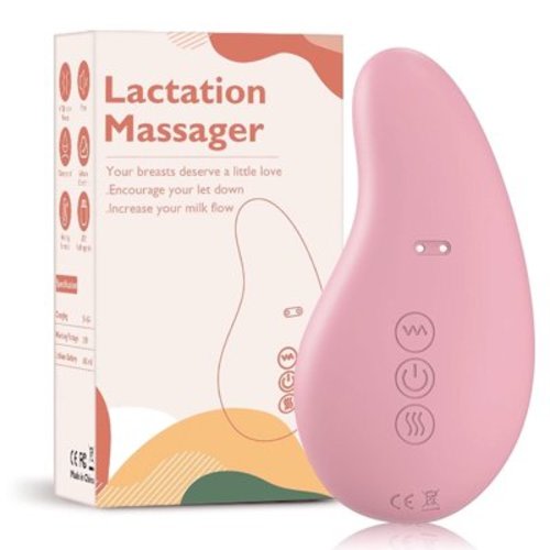 RUTAWZ 2-in-1 Lactation Massager with Vibration & Heat – Breastfeeding Relief, Clogged Ducts, Engorgement, Portable & Waterproof